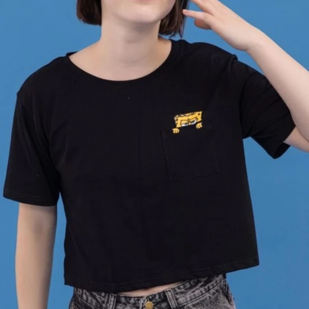 ✨DONATED✨ Black SpongeBob SquarePants Pocket Crop Top